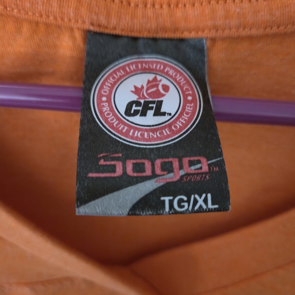 Soga Sports CFL BC Lions Orange Football Jersey V-Neck Tee XL Streetwear Sporty - Picture 2 of 7